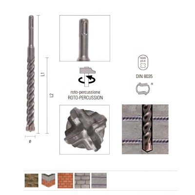 Burghiu 10,00x1300x1240mm pentru beton armat cu prindere SDS + - ONIX FORte