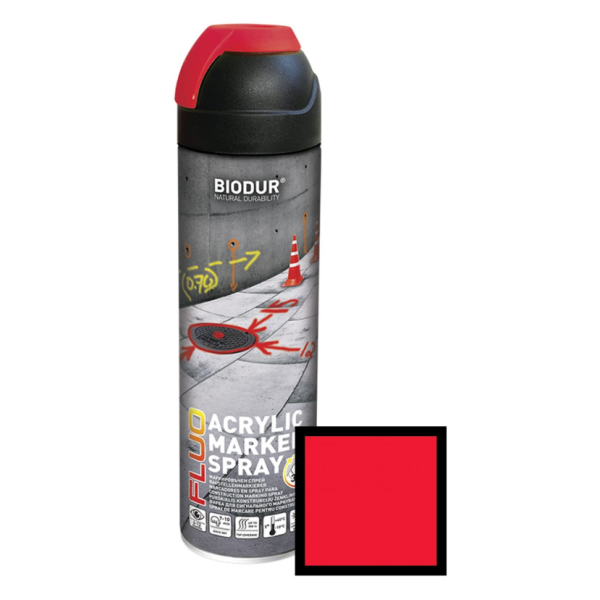 Spray pentru marcaj constructii, roșu. 500ml - Biodur