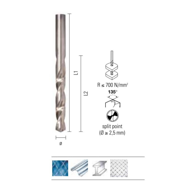 Burghiu 2,00x49x24mm pentru metal HSS DIN338N - ONIX E
