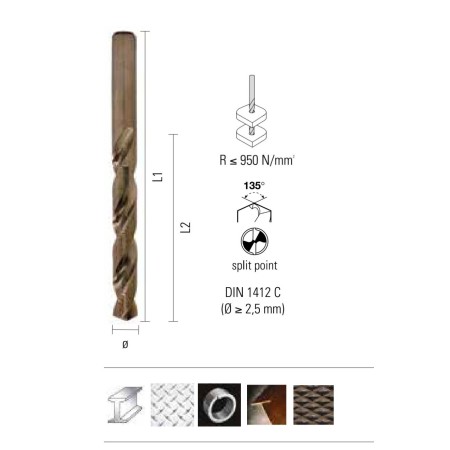 Burghiu Cobalt 4,20x75x43mm pentru metal HSS DIN338N - ONIX K